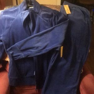 Kim Rogers (Belk) blue velour jacket and pants NWT